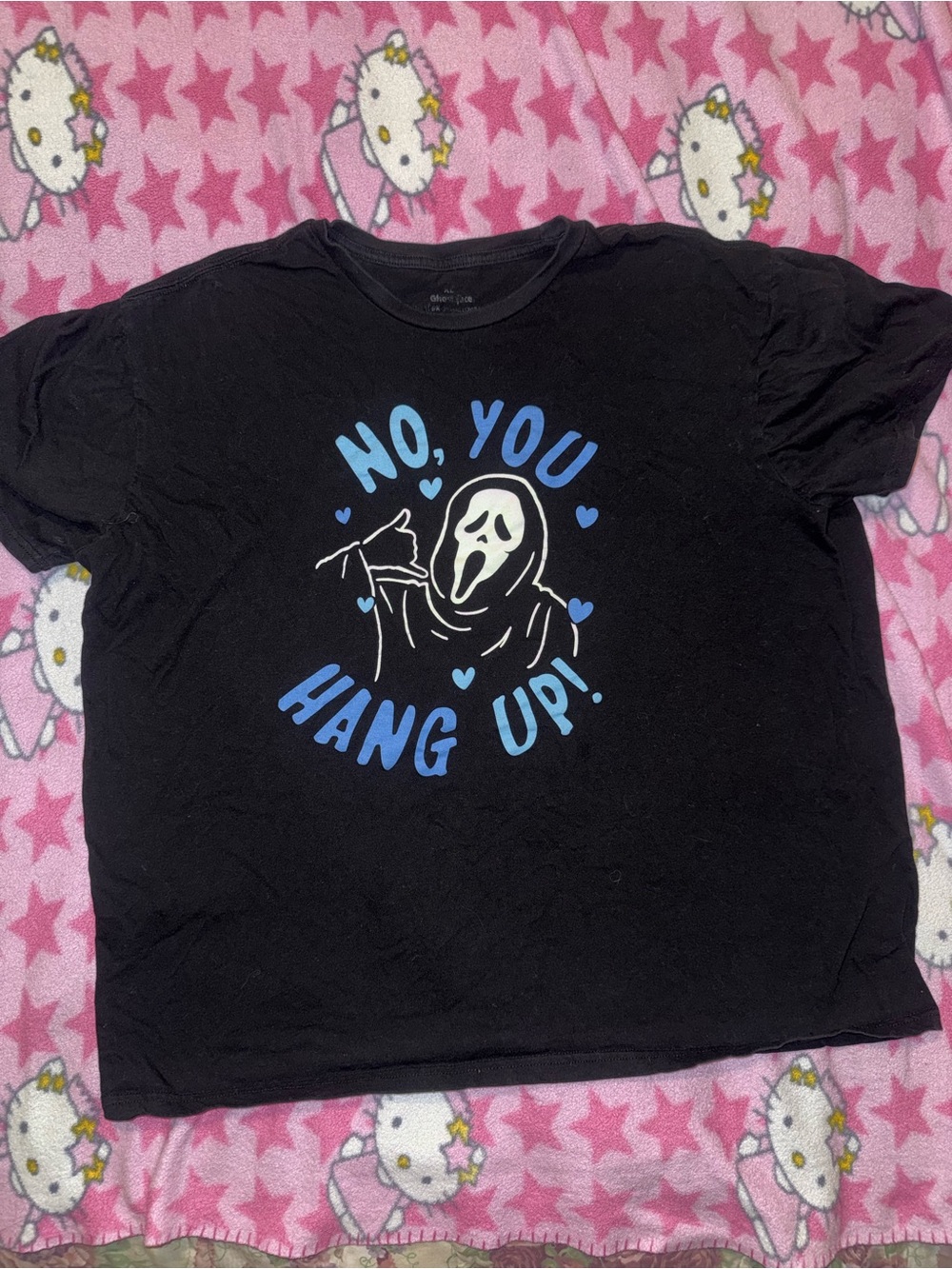 Black Ghostface Scream graphic tee with white ghost graphic